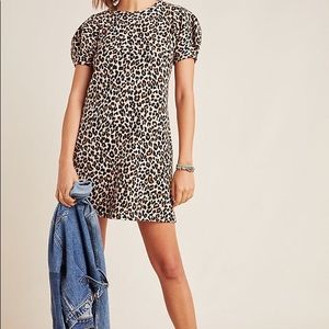 Anthropologie Jolene Leopard Puff Sleeve Dress